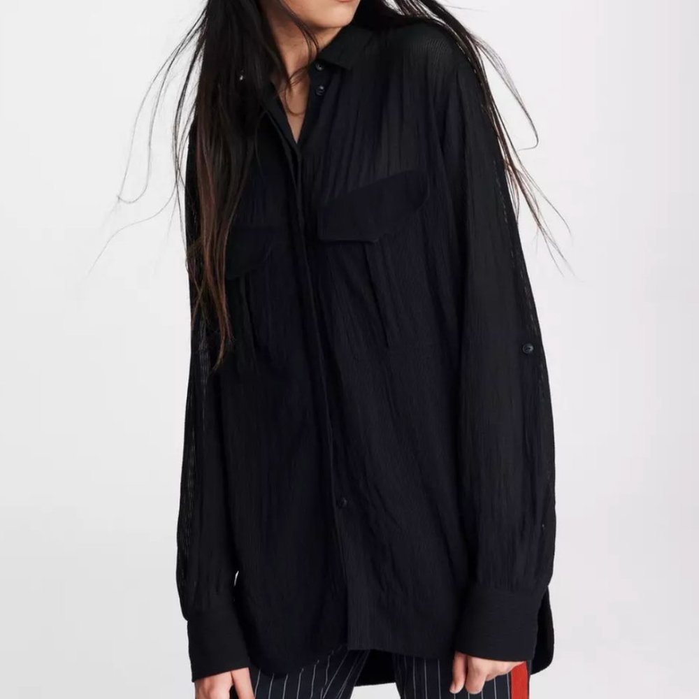 Rag & Bone Florian Button-Front Roll-Sleeve Shirt